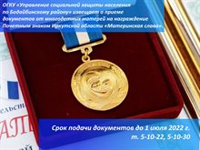 О награждении Почетным знаком Иркутской области «Материнская слава» многодетных матерей